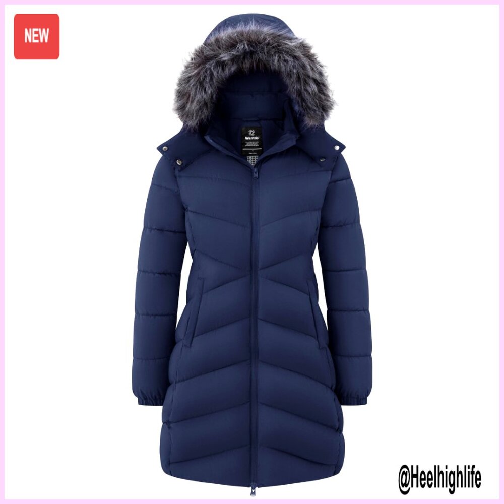 Women's Long Puffer Coat Lightweight Warm Hooded Jacket Waterproof Windproof